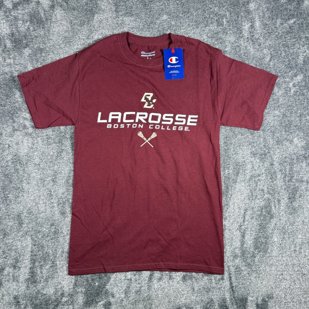 Champion Boston College Lacrosse T-Shirt Maroon Mens Small NWT CT1000578